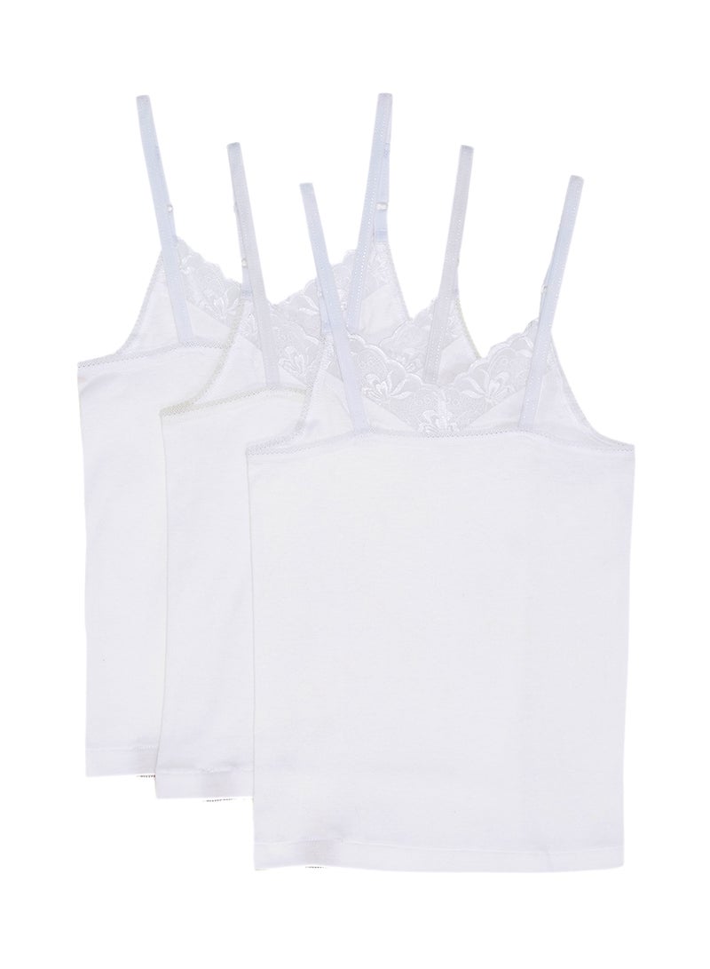 سلاجر 3 قطع من قمصان داخلية نسائية قطنية قصيرة ومطرزة أبيض - Image 2
