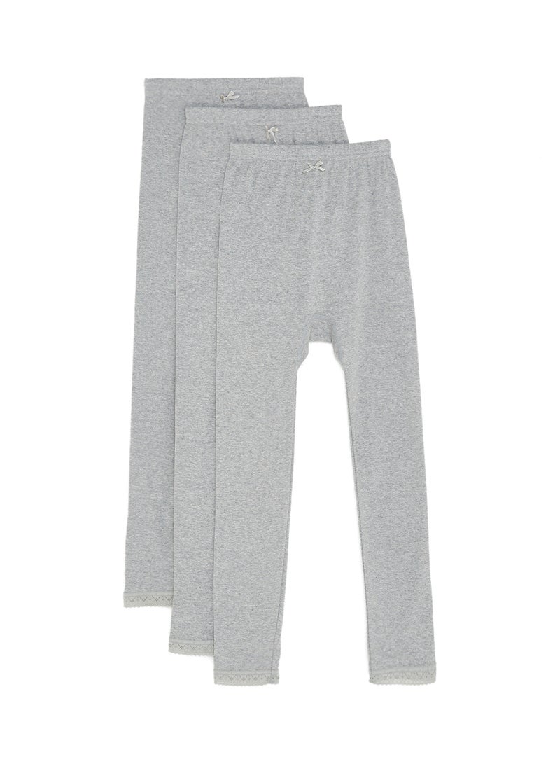 SLUGGER Pack Of 3 Lace Trim Leggings Grey  - Image 1