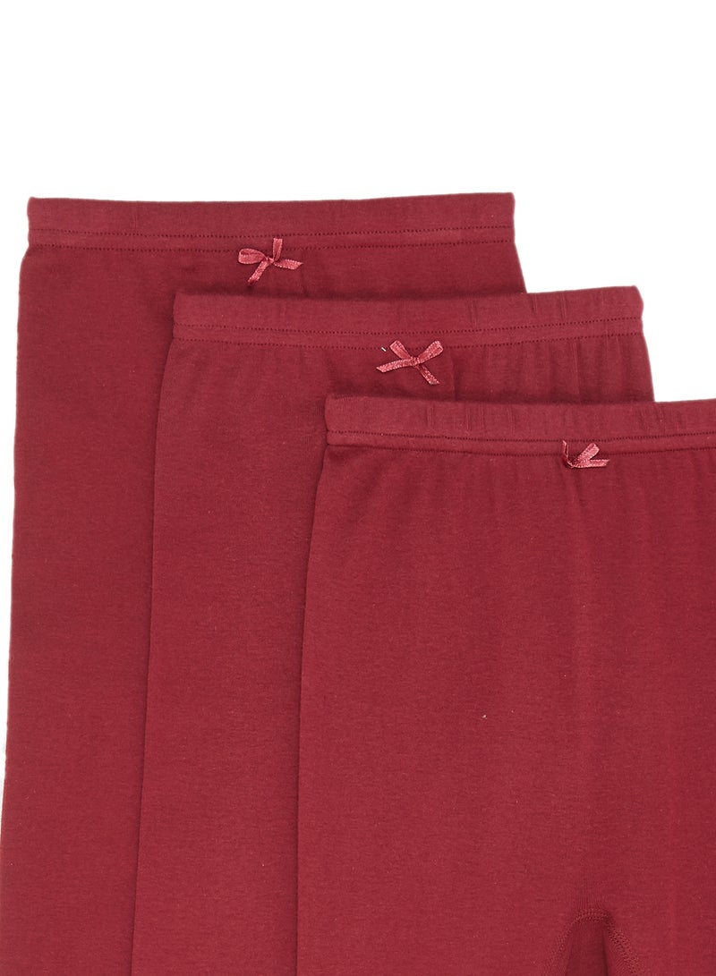 SLUGGER Pack Of 3 Lace Trim Leggings Red  - Image 3