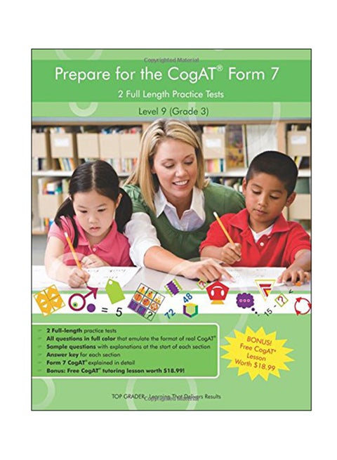 Prepare For The Cogat Form 7: 2 Full Length Practice Tests (Grade 3) Paperback English by Top Grader LLC - 42763