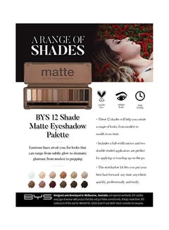 BYS Matte 12-Colour Eyeshadow Palette With Mirror White/Black/Brown  - Image 2