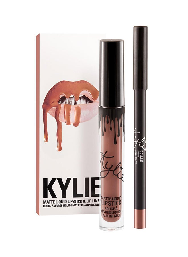 كايلي كوزماتيكس أحمر شفاه سائل ومحدد شفاه غير لامع بني