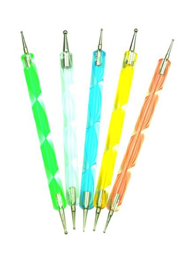 مجموعة من 5 قطع - أقلام تنقيط لتزيين الأظافر من الطرفين متعدد الألوان