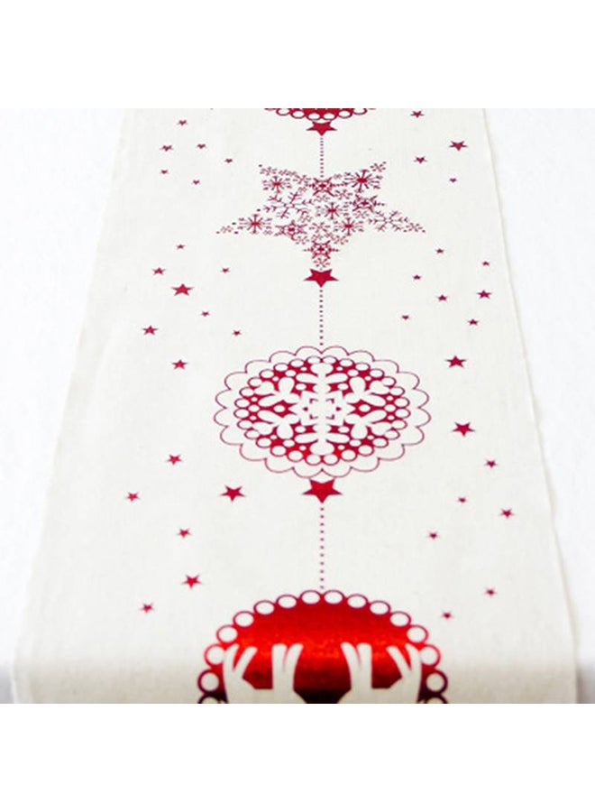 POLLEN LIFE Pentagram Snowflake Print Table Cloth White/Red 28x270centimeter 