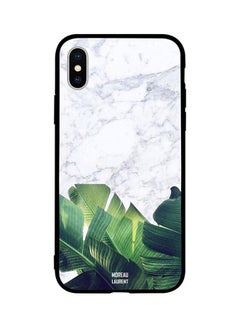 Skin Case Cover -for Apple iPhone X Big Leaf & White Marble Pattern Big Leaf & White Marble Pattern