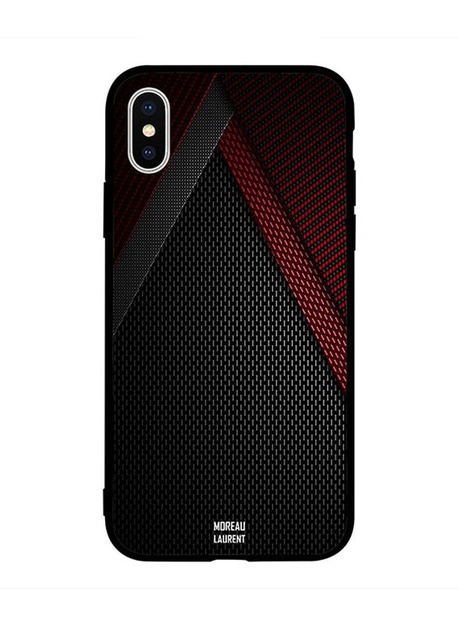 Moreau Laurent Skin Case Cover -for Apple iPhone X Black Red & Grey Bilts Pattern Black Red & Grey Bilts Pattern 