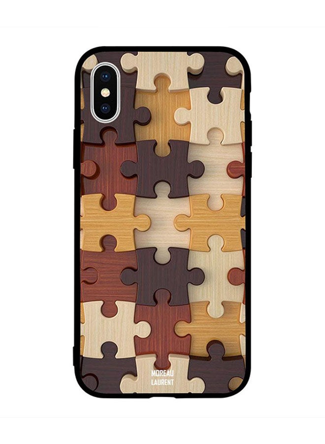 Moreau Laurent Skin Case Cover -for Apple iPhone X Brown Color Wooden Puzzle Toys Pattern Brown Color Wooden Puzzle Toys Pattern