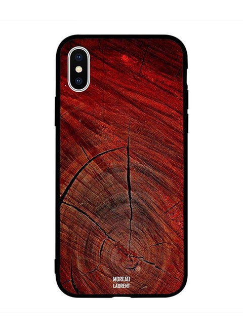 Skin Case Cover -for Apple iPhone X Cracks in Red Wooden Pattern Cracks in Red Wooden Pattern