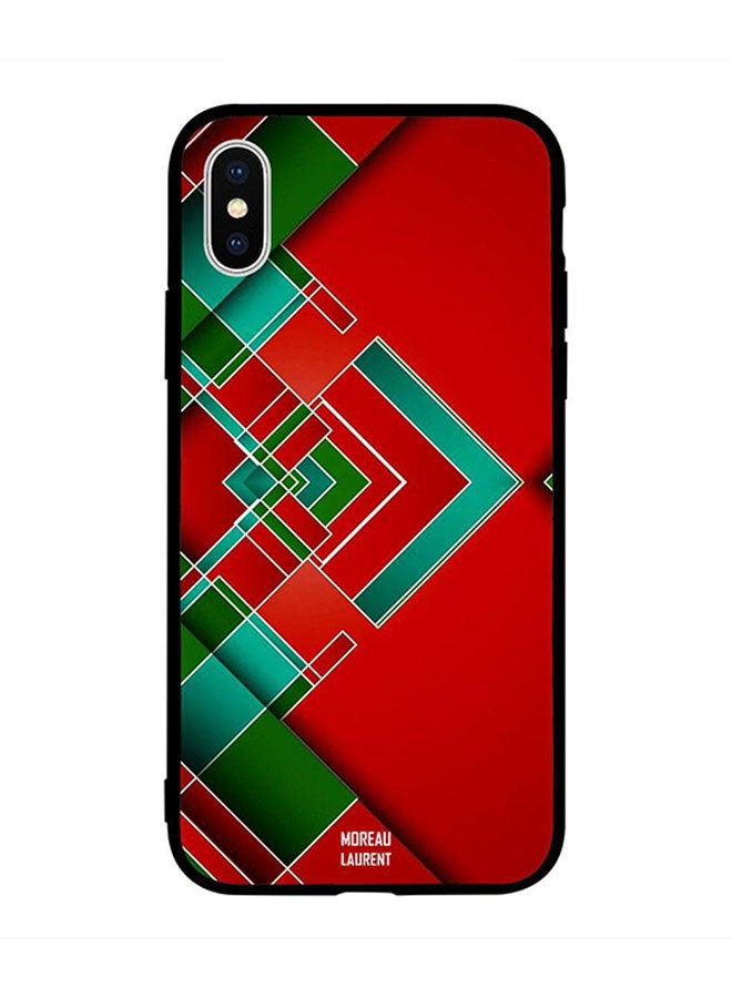 Moreau Laurent - Skin Case Cover -for Apple iPhone X Red Green & White Lines Pattern Red Green & White Lines Pattern - Image 1
