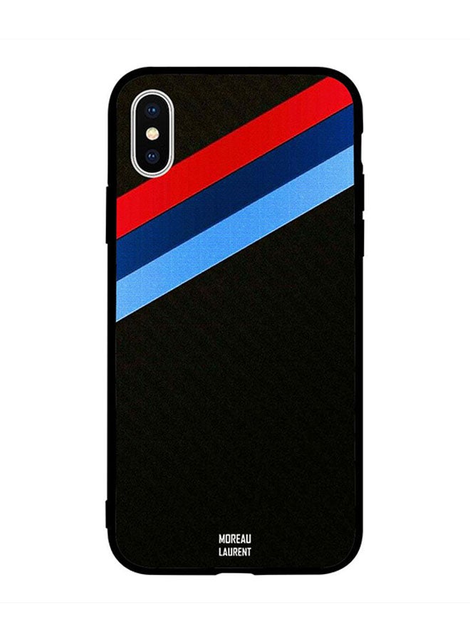 Moreau Laurent Skin Case Cover -for Apple iPhone X Three Lines of Red & Blue Color Pattern Three Lines of Red & Blue Color Pattern