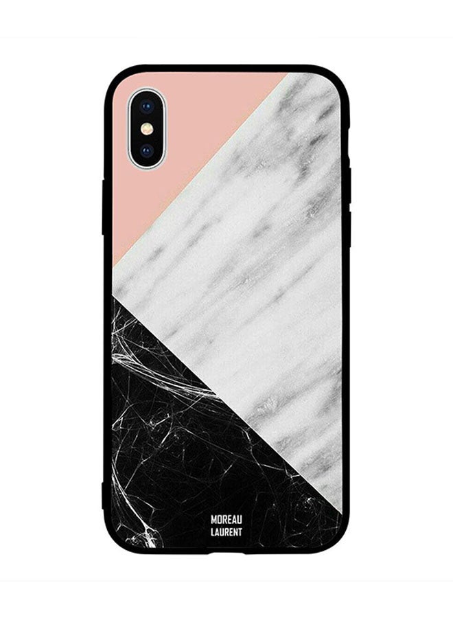 Moreau Laurent - Skin Case Cover -for Apple iPhone X Black White Marble & Ligh Pink Plain Pattern Black White Marble & Ligh Pink Plain Pattern - Image 1