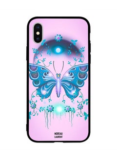 Protective Case Cover for Apple iPhone XS Green Blue Floral and Butterfly