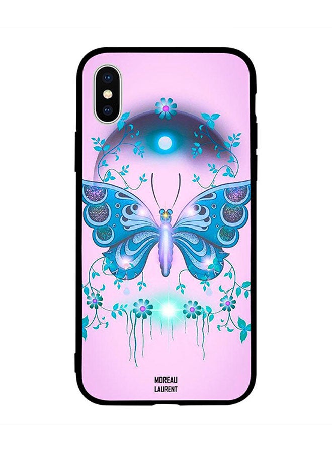 Moreau Laurent - Protective Case Cover for Apple iPhone XS Green Blue Floral and Butterfly - Image 1