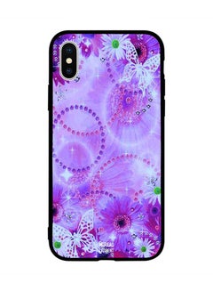 Protective Case Cover for Apple iPhone XS White Butterflies on Purple Floral