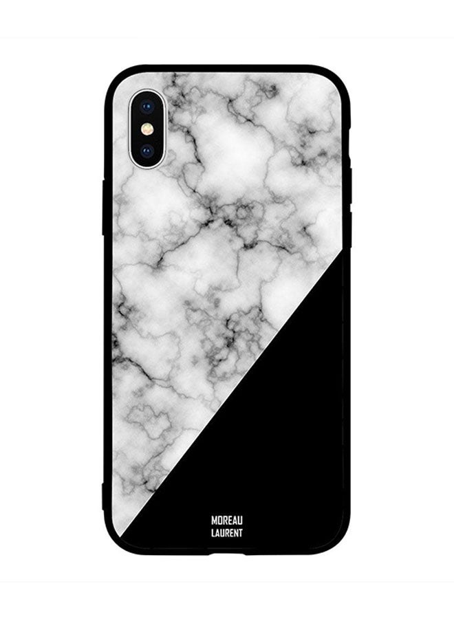 Moreau Laurent Protective Case Cover for Apple iPhone XS Black And White Triangal Marble Pattern