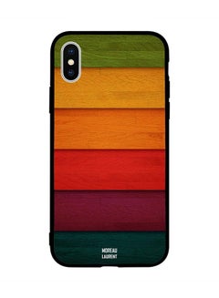 Protective Case Cover for Apple iPhone XS Colorfull Multicolor Wooden Pattern