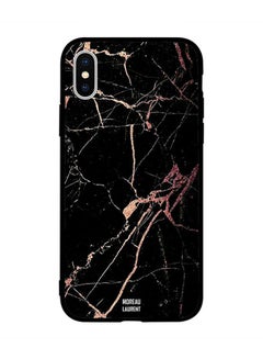 Protective Case Cover for Apple iPhone XS Cracked Black Marble Pattern