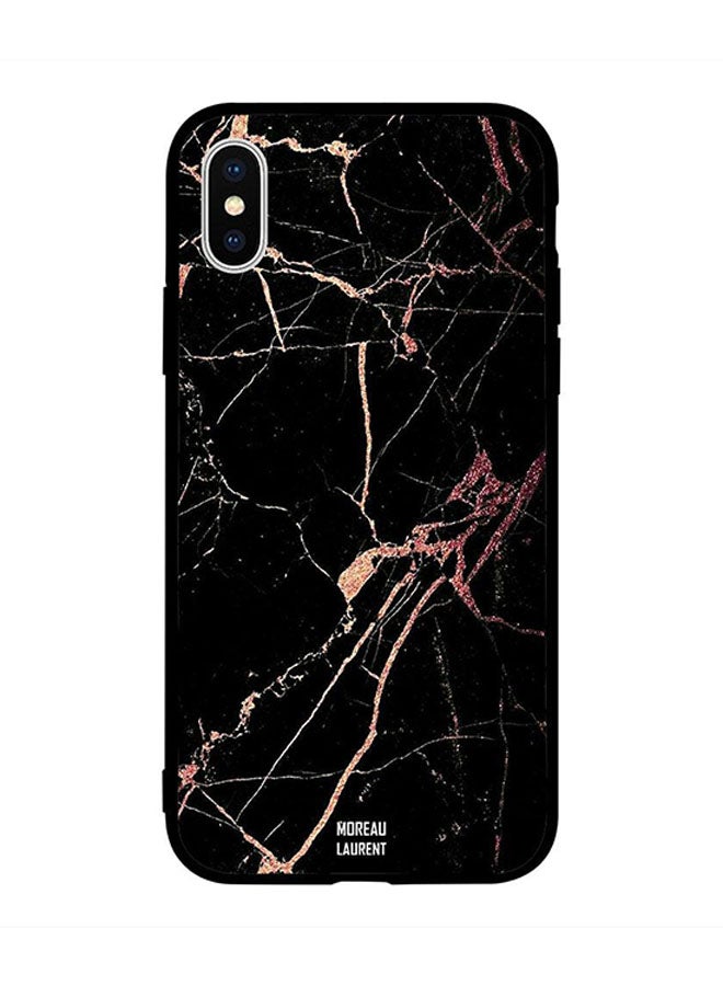 Moreau Laurent - Protective Case Cover for Apple iPhone XS Cracked Black Marble Pattern - Image 1