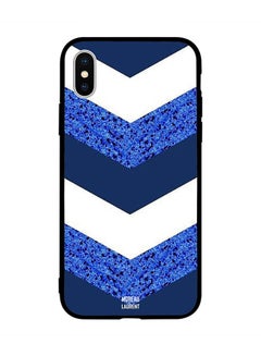 Protective Case Cover for Apple iPhone XS Dark Blue Glitter & White Matte Pattern
