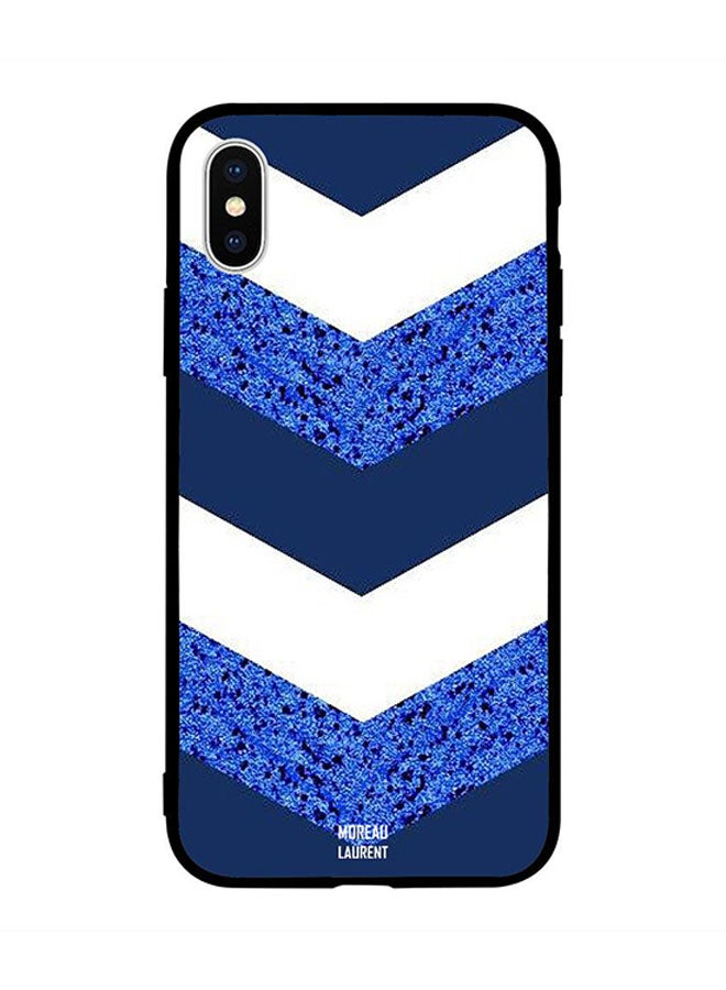 Moreau Laurent - Protective Case Cover for Apple iPhone XS Dark Blue Glitter & White Matte Pattern - Image 1