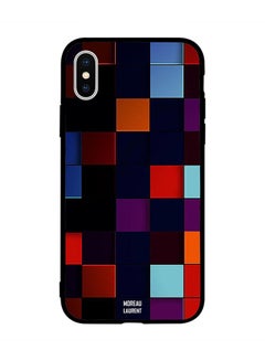 Protective Case Cover for Apple iPhone XS Dark Square Shaps Pattern
