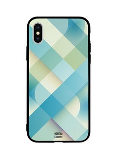 Protective Case Cover for Apple iPhone XS Light Blue and Off White Pattern
