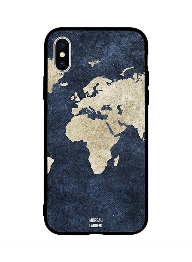 Moreau Laurent Protective Case Cover for Apple iPhone XS Map on Jeans Pattern