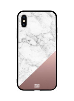 Protective Case Cover for Apple iPhone XS White Marble Brown Bottom Matt Pattern