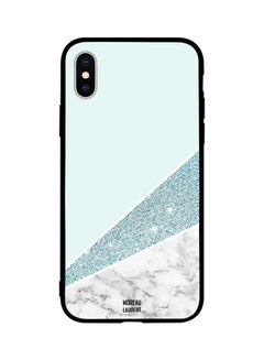 Protective Case Cover for Apple iPhone XS White Marble with Glitters & Plain Pattern