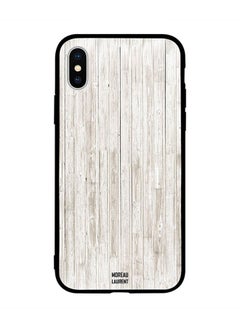 Protective Case Cover for Apple iPhone XS White Wooden Horizontal Lines Pattern