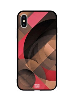Protective Case Cover for Apple iPhone XS Circles & Strips Overly Brown Pattern