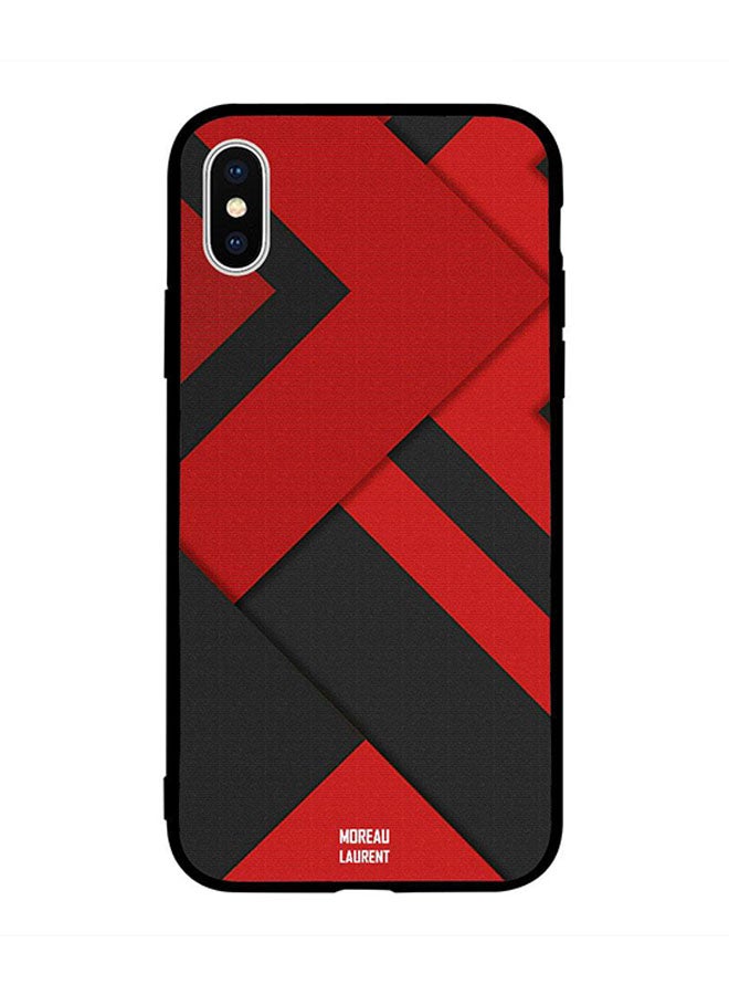 Moreau Laurent Protective Case Cover for Apple iPhone XS Max Black & Red Texture 