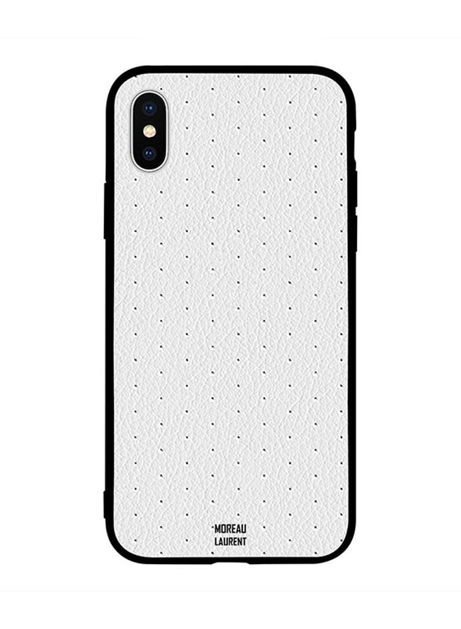 Moreau Laurent Protective Case Cover for Apple iPhone XS Max Black Dots White Leather Pattern