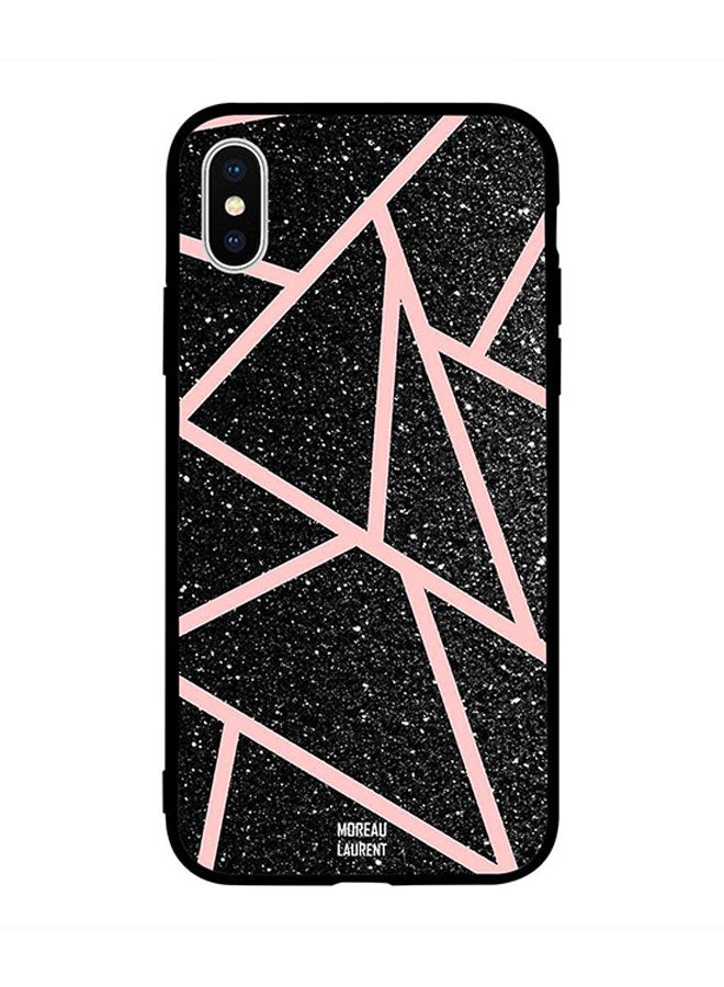 Moreau Laurent Protective Case Cover for Apple iPhone XS Max Black Gliters Light Pink Paths Pattern