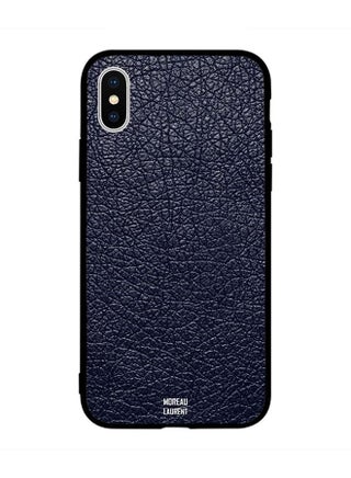 Protective Case Cover for Apple iPhone XS Max Dark Blue Leather Pattern - v1544597141/N19855015A_1