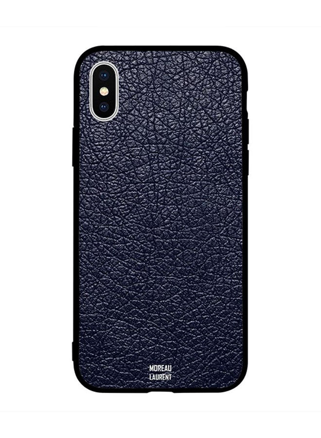 Protective Case Cover for Apple iPhone XS Max Dark Blue Leather Pattern
