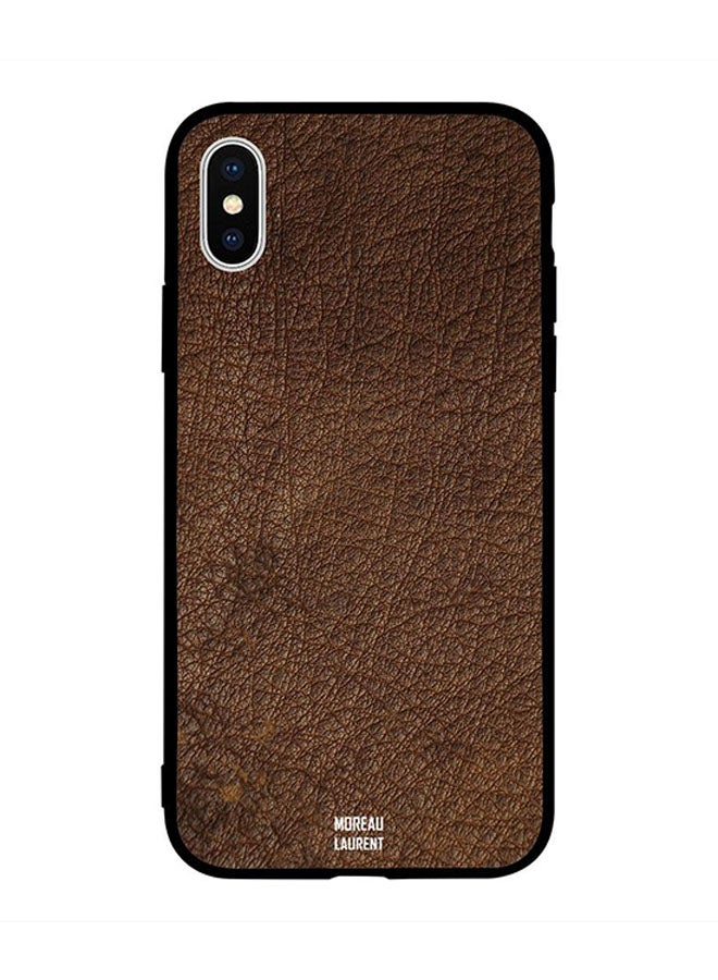 Moreau Laurent Protective Case Cover for Apple iPhone XS Max Dark Brown Leather Pattern