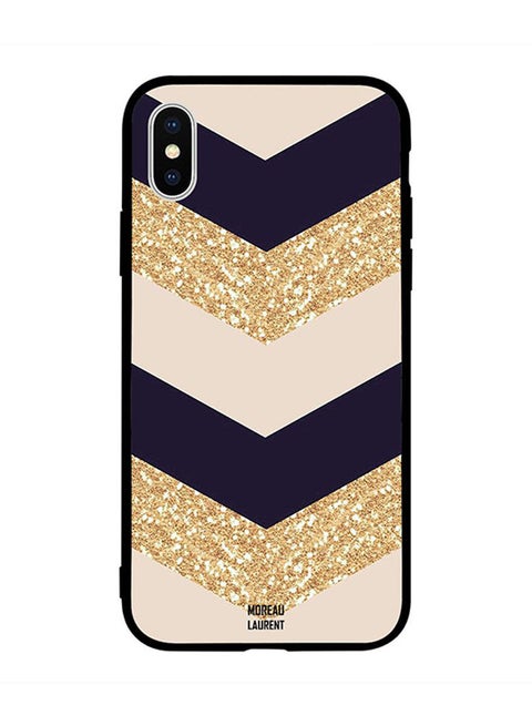 Protective Case Cover for Apple iPhone XS Max Golden Glitter & Plain Pattern
