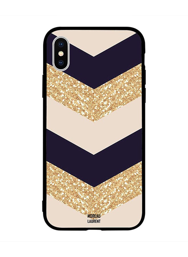 Protective Case Cover for Apple iPhone XS Max Golden Glitter & Plain Pattern
