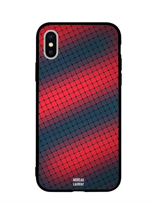 Moreau Laurent Protective Case Cover for Apple iPhone XS Max Red & Black Square Shapes Pattern