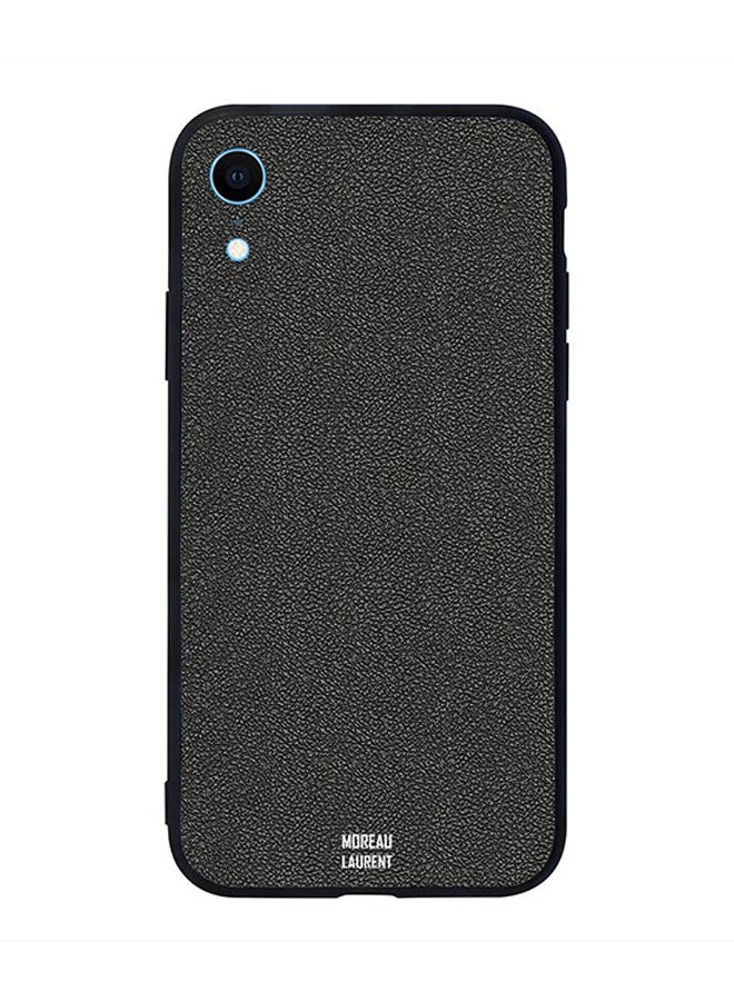 Moreau Laurent Skin Case Cover -for Apple iPhone XR Black Grey Leather Pattern Black Grey Leather Pattern
