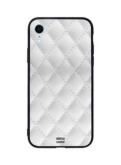 Skin Case Cover -for Apple iPhone XR White Leather Stitched Pattern White Leather Stitched Pattern