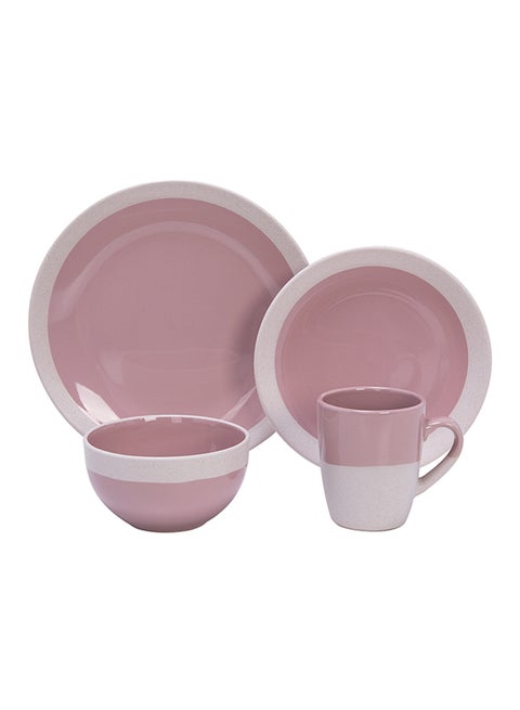 16-Piece Dinnerware Set Pink/White