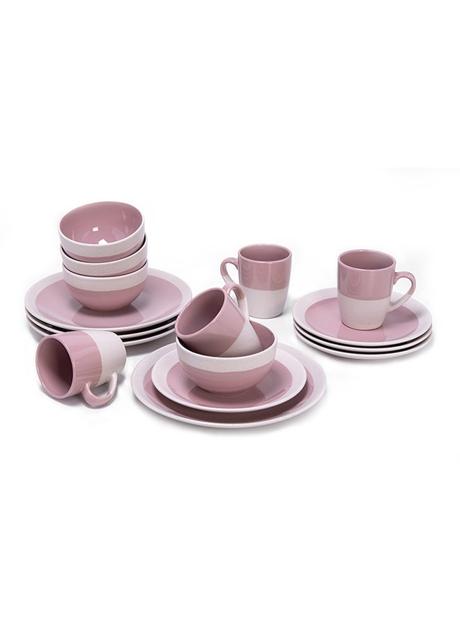 La Mesa 16-Piece Dinnerware Set Pink/White  - Image 2