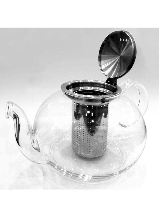 Liying Pyrex Teapot With Filter Clear/Silver 1.2Liters - Image 2