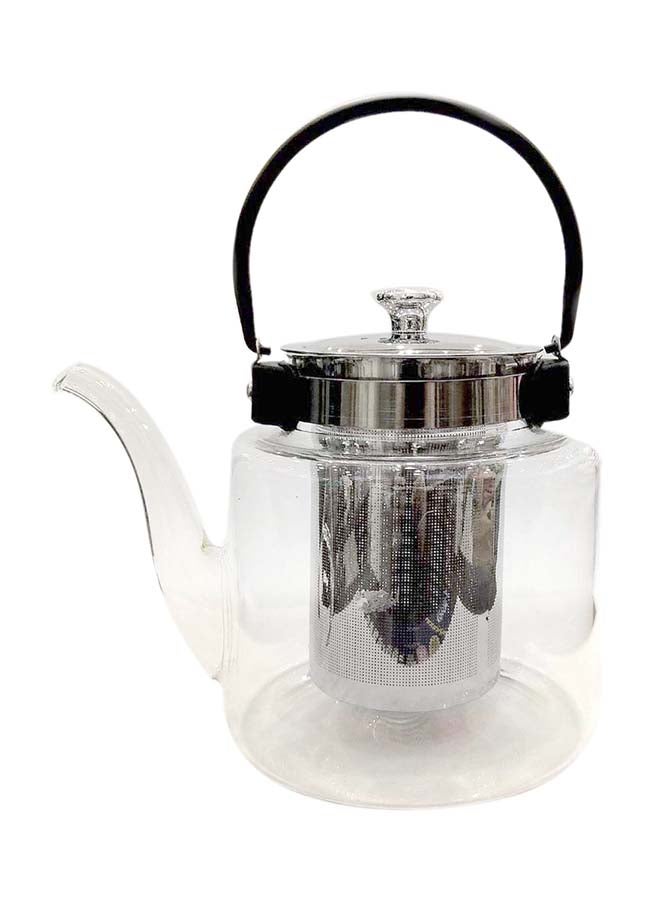 Liying Pyrex Teapot With Filter Clear/Silver/Black 0.8Liters - Image 1