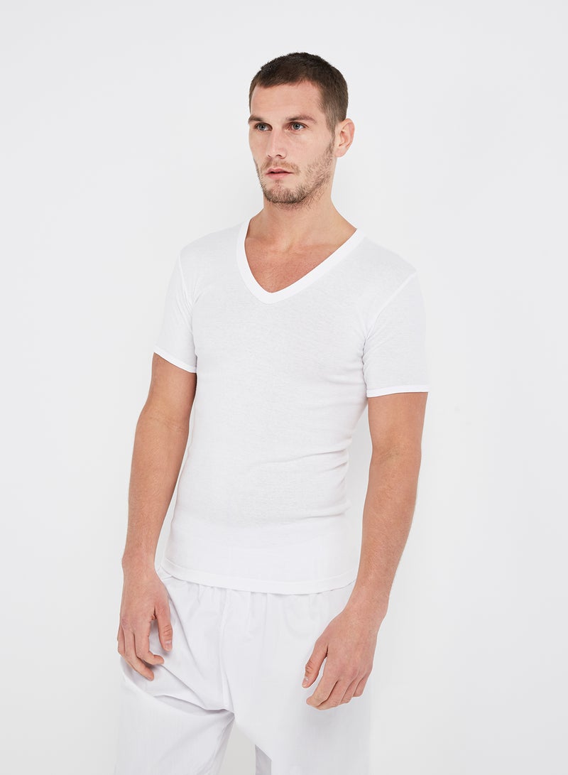 SLUGGER - 3-Piece Cotton V-Neck Undershirt White - Image 1