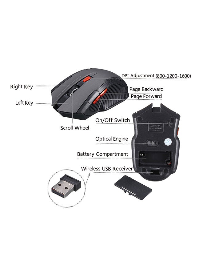iMounTEK 2.4Ghz Mini Wireless Optical Gaming Mouse Black/Red - Image 5