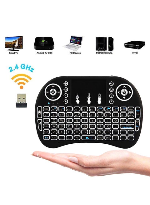 2.4Ghz Backlit Wireless RC-Keyboard With Touchpad Black