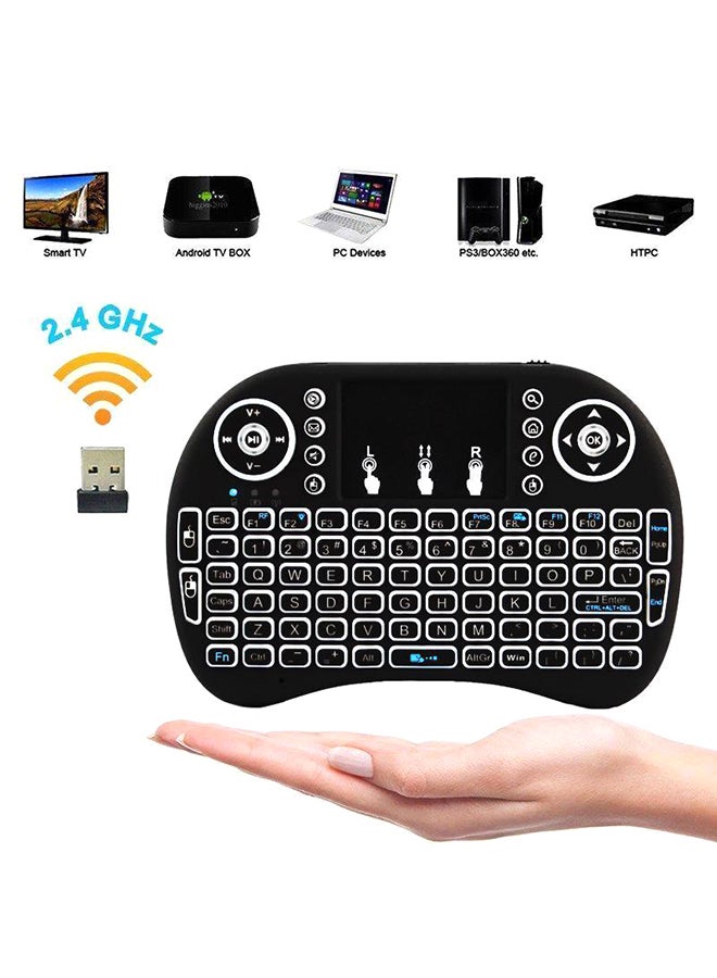 Generic - 2.4Ghz Backlit Wireless RC-Keyboard With Touchpad Black - Image 1